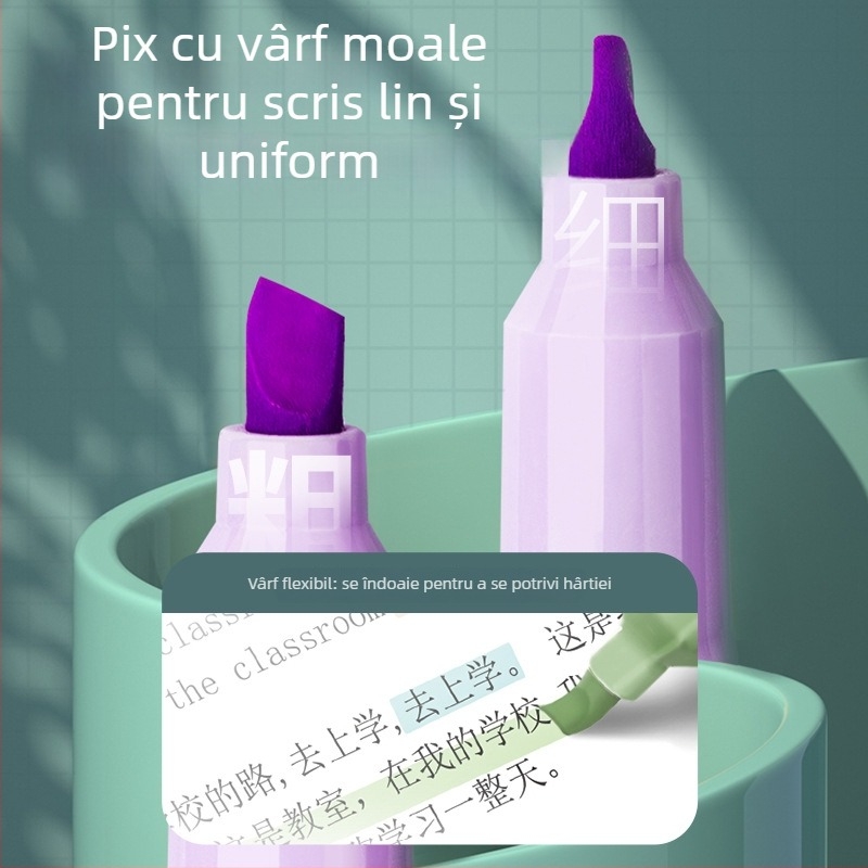 Deli S745 set de 6 markere de evidențiere cu vârfuri moi, pentru notițe și evidențiere