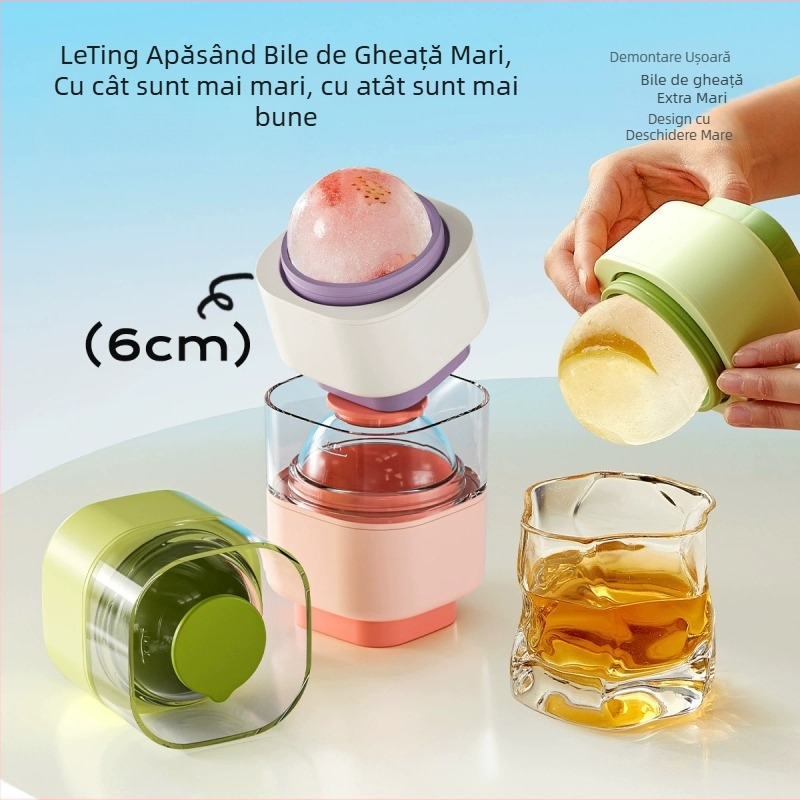 Formă din silicon pentru bile mari de gheață – gheață sferică pentru whisky, demoldare ușoară, personalizare logo