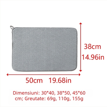 Covoraș pătrat din fibră fină, absorbant, uscare rapidă, antiderapant, pentru vasele de bucătărie