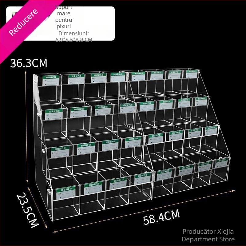 Suport din plastic pentru pixuri cu cutie de expunere – suport multifuncțional pentru pixuri și creioane, modelul 1, număr wraJNxdy