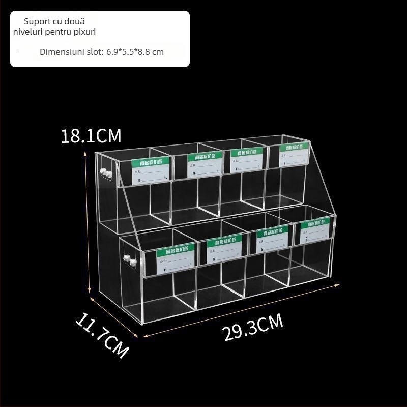 Suport din plastic pentru pixuri cu cutie de expunere – suport multifuncțional pentru pixuri și creioane, modelul 1, număr wraJNxdy