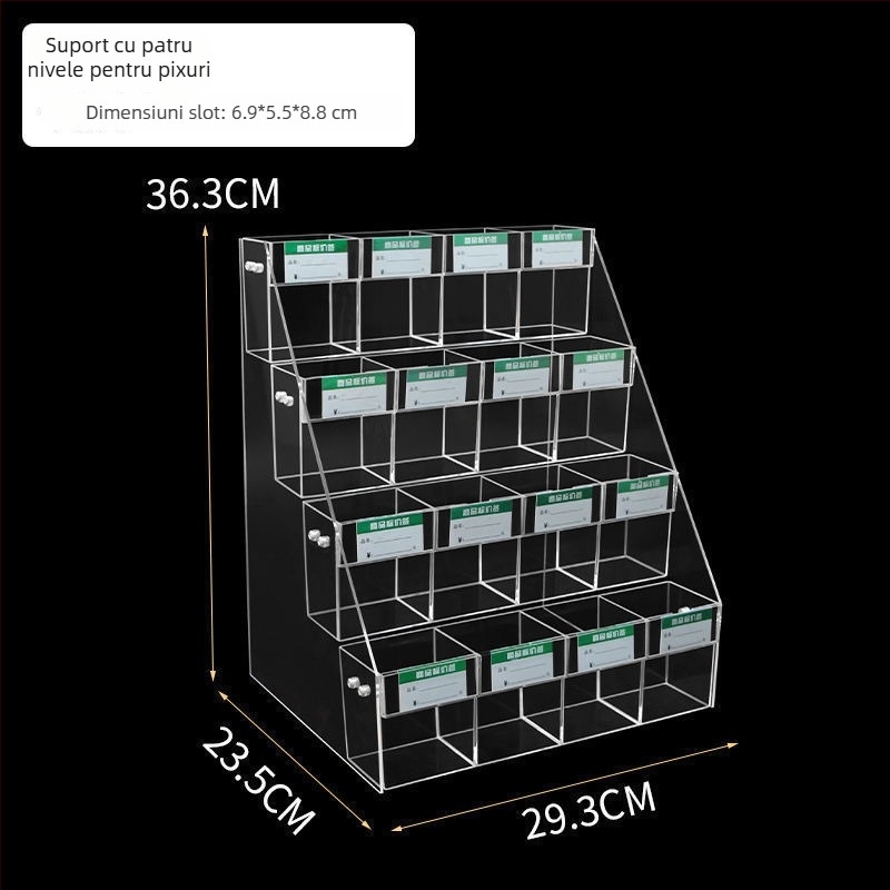 Suport din plastic pentru pixuri cu cutie de expunere – suport multifuncțional pentru pixuri și creioane, modelul 1, număr wraJNxdy