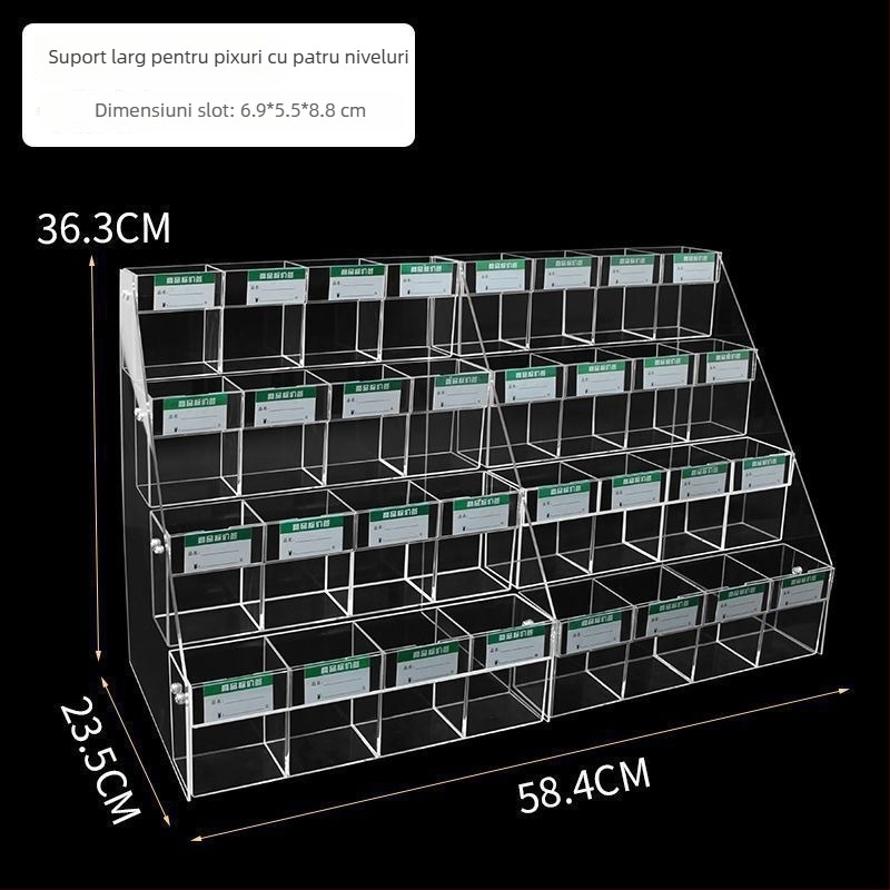 Suport din plastic pentru pixuri cu cutie de expunere – suport multifuncțional pentru pixuri și creioane, modelul 1, număr wraJNxdy