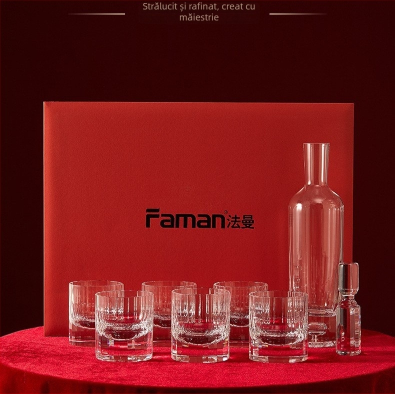 Set de pahare pentru whisky cu cutie cadou, 8 bucăți, din sticlă, stil lux-retro, calitate premium