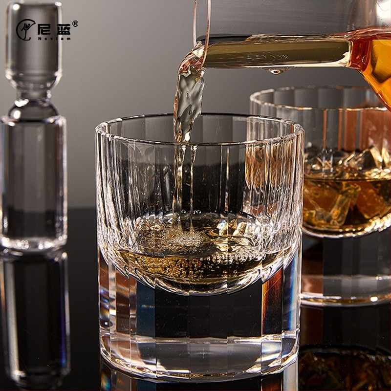 Set de pahare pentru whisky cu cutie cadou, 8 bucăți, din sticlă, stil lux-retro, calitate premium