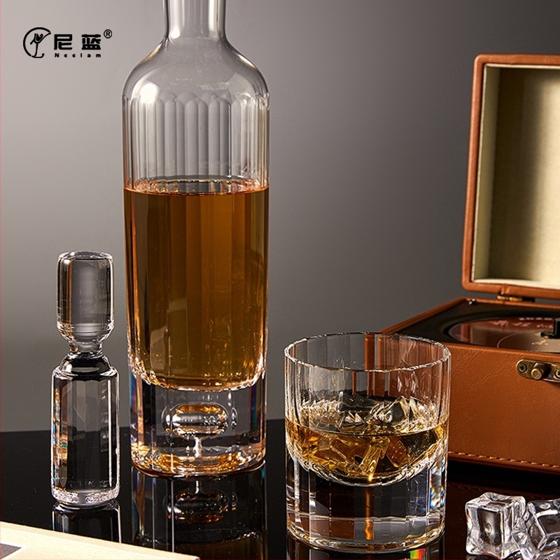 Set de pahare pentru whisky cu cutie cadou, 8 bucăți, din sticlă, stil lux-retro, calitate premium