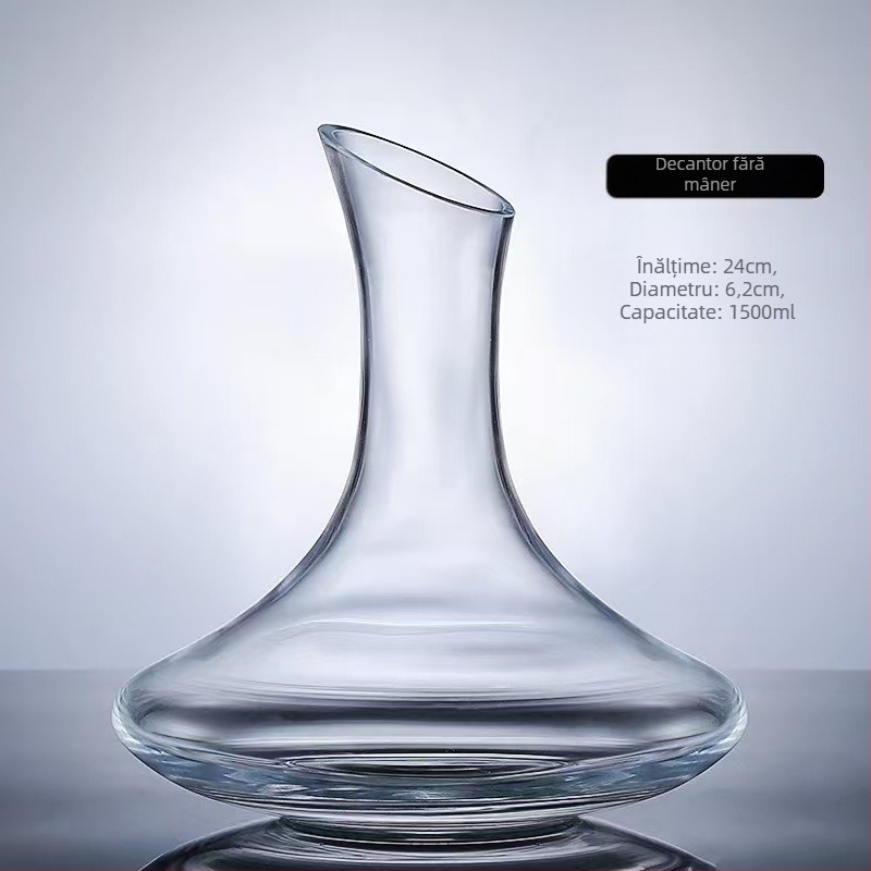 Decantor de vin din sticlă Sheng li zhuoyi cu mâner, capacitate 1000 ml+, stil modern minimalist