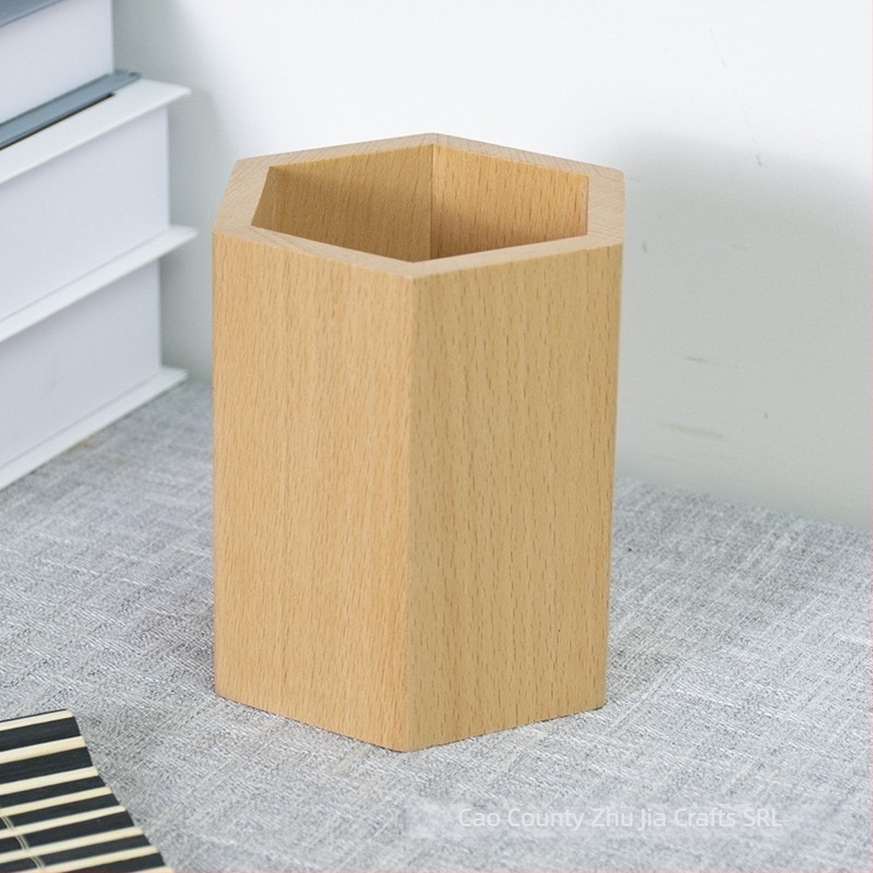 Suport pentru pixuri din lemn de nuc, pătrat, fără capac, stil modern minimalist; capacitate 10; imprimare logo disponibil