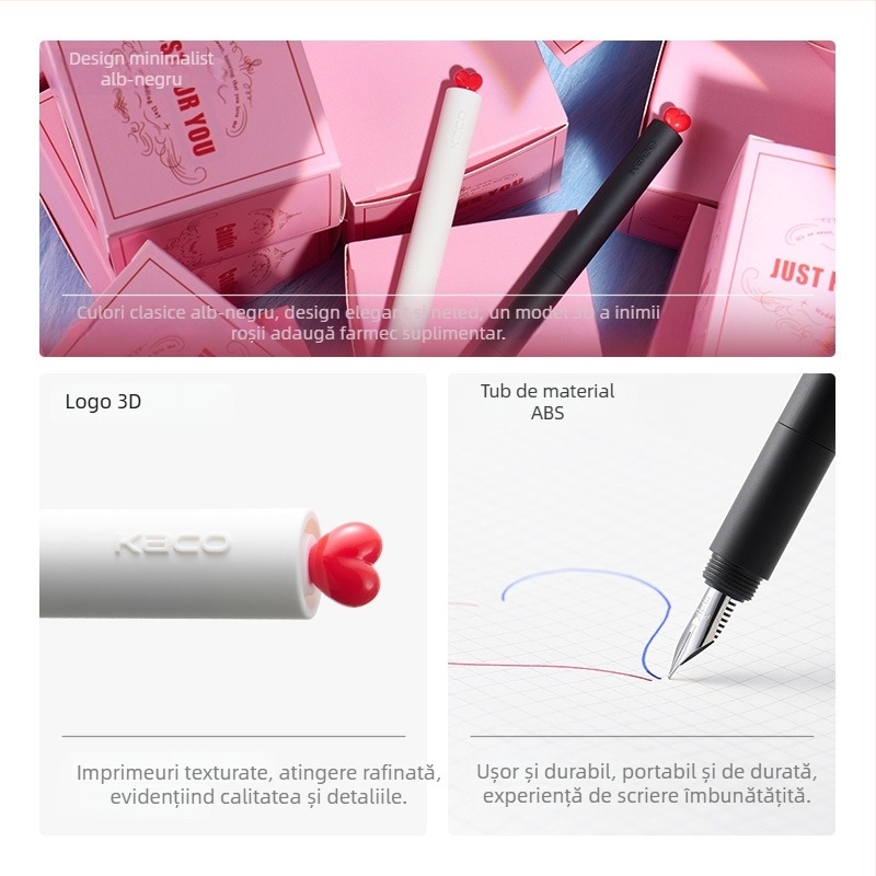 Stilou Kaco K1055, vârf EF, încărcare cu cartuș de cerneală, corp din plastic