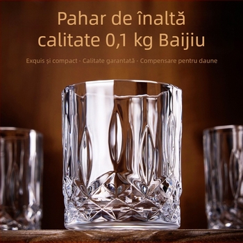 Set de șase pahare de băuturi spirtoase din cristal întărit, capacitate 1–100 ml, stil modern minimalist, posibilitate imprimare logo