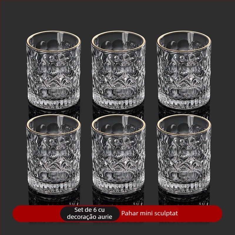 Set de șase pahare de băuturi spirtoase din cristal întărit, capacitate 1–100 ml, stil modern minimalist, posibilitate imprimare logo