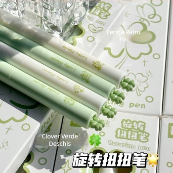 Stilou pensă în formă de trifoi, mecanism rotativ, pachet cu 4 bucăți