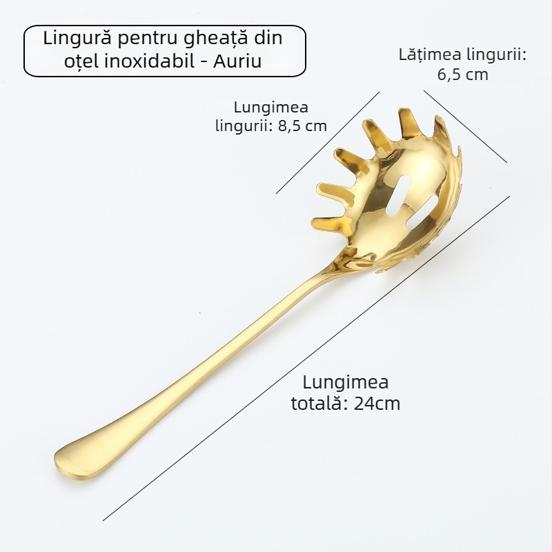 Găleată de gheață pentru bar cu strecurător de gheață și set de linguri pentru gheață (cuburi și bile)