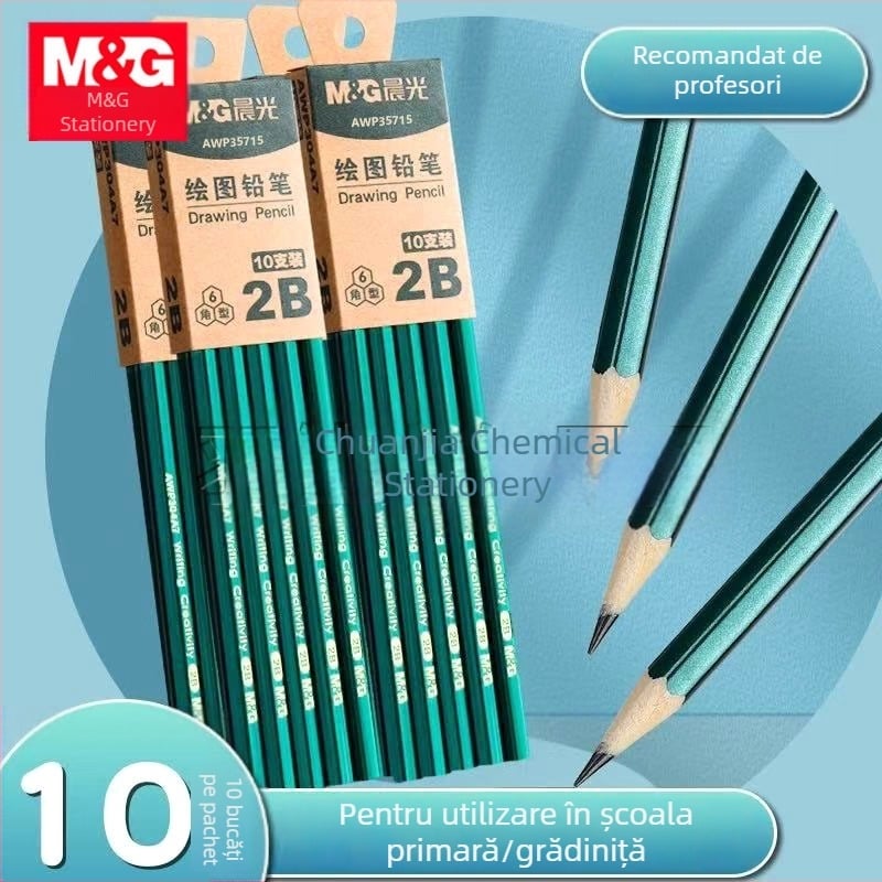 MG Morning Light AWP35715 Creion hexagonal verde 2B pentru elevi și desen