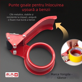 Tăietor de bandă pentru sigilarea cutiilor – corp din plastic, model GZ01, lățime bandă 2in/2.5in/3in, diametrul axului benzi 50–70 mm, greutate netă 0,08 kg
