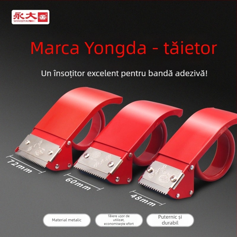 Tăietor de bandă pentru sigilarea cutiilor – corp din plastic, model GZ01, lățime bandă 2in/2.5in/3in, diametrul axului benzi 50–70 mm, greutate netă 0,08 kg