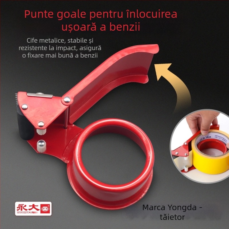 Tăietor de bandă pentru sigilarea cutiilor – corp din plastic, model GZ01, lățime bandă 2in/2.5in/3in, diametrul axului benzi 50–70 mm, greutate netă 0,08 kg