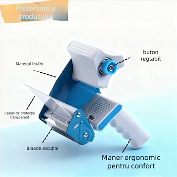 Sealer portabil pentru cutii cu corp ABS+ metal, model 15008/15018, lățimea benzii până la 60 mm, diametrul axului benzii 76 mm, greutate netă 471–560 g