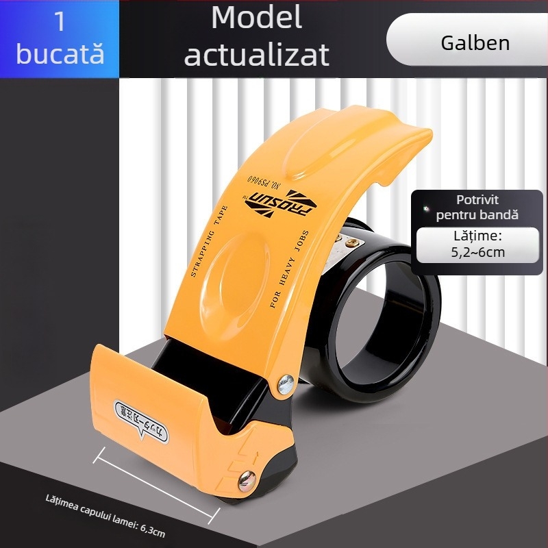 Dispozitiv manual de sigilat și tăiere a benzii, construcție metalică, model Fxj 9050-1, Meishubao, pentru bandă cu lățimea până la 4 mm