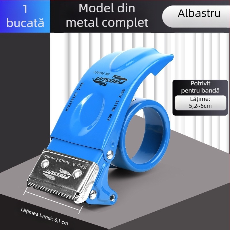 Dispozitiv manual de sigilat și tăiere a benzii, construcție metalică, model Fxj 9050-1, Meishubao, pentru bandă cu lățimea până la 4 mm