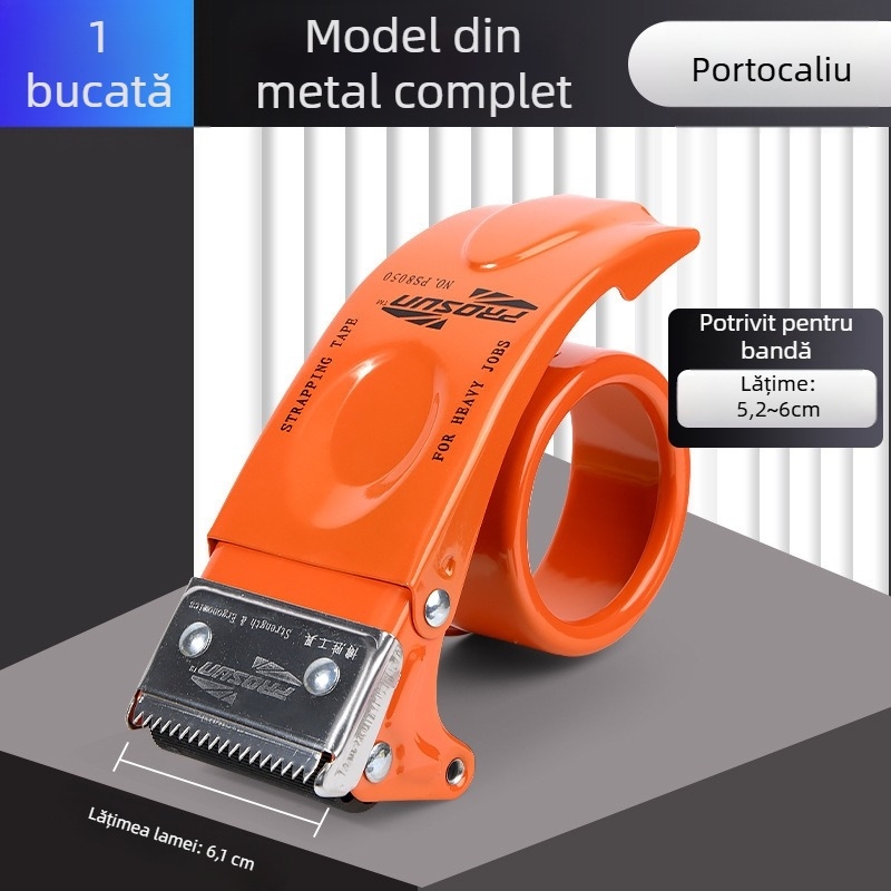 Dispozitiv manual de sigilat și tăiere a benzii, construcție metalică, model Fxj 9050-1, Meishubao, pentru bandă cu lățimea până la 4 mm
