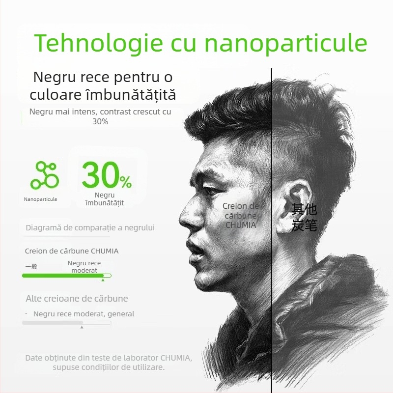 Set de creioane cu cărbune pentru studenți la artă, creioane moi de schiță cu cărbune