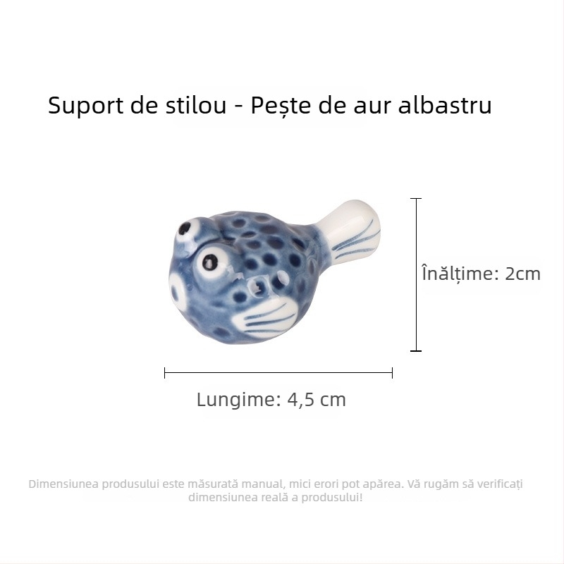 Suport ceramic pentru pensule cu modele de animale pentru caligrafie, model KTBG-07