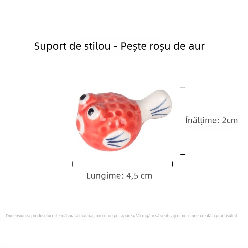 Suport ceramic pentru pensule cu modele de animale pentru caligrafie, model KTBG-07