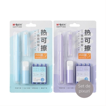 Set de pixuri ștergătoare – model HAFP1494/p1495, cerneală pe cartridge, vârf din metal, corp din plastic, ambalaj individual