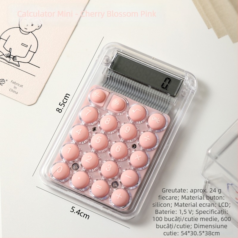 Calculator de buzunar aritmetik, afișaj de 8 cifre, carcasă din plastic, model Jx0099, baterie cu buton