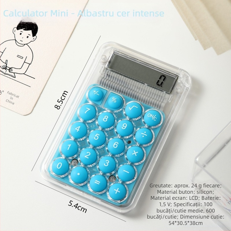 Calculator de buzunar aritmetik, afișaj de 8 cifre, carcasă din plastic, model Jx0099, baterie cu buton