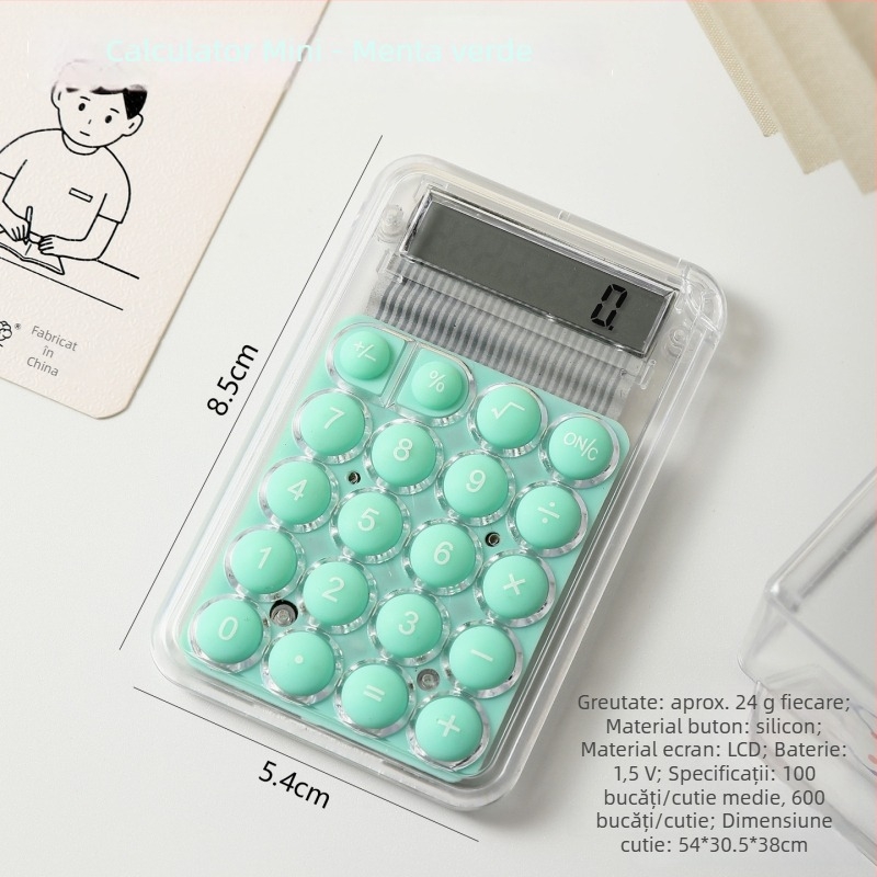 Calculator de buzunar aritmetik, afișaj de 8 cifre, carcasă din plastic, model Jx0099, baterie cu buton