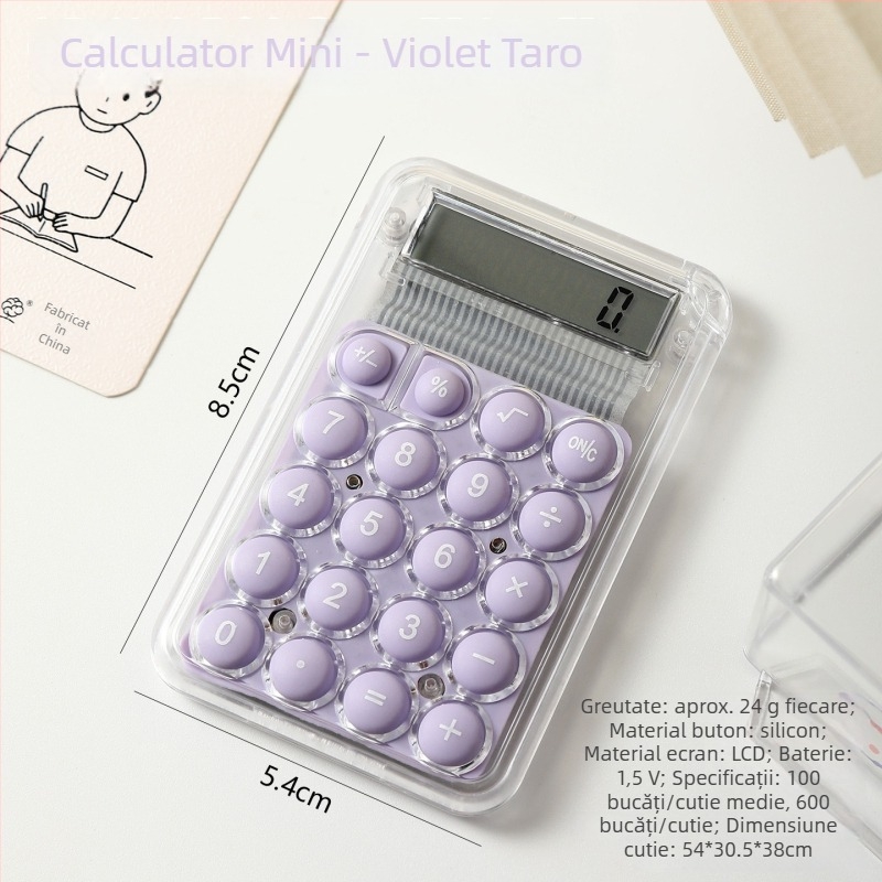 Calculator de buzunar aritmetik, afișaj de 8 cifre, carcasă din plastic, model Jx0099, baterie cu buton