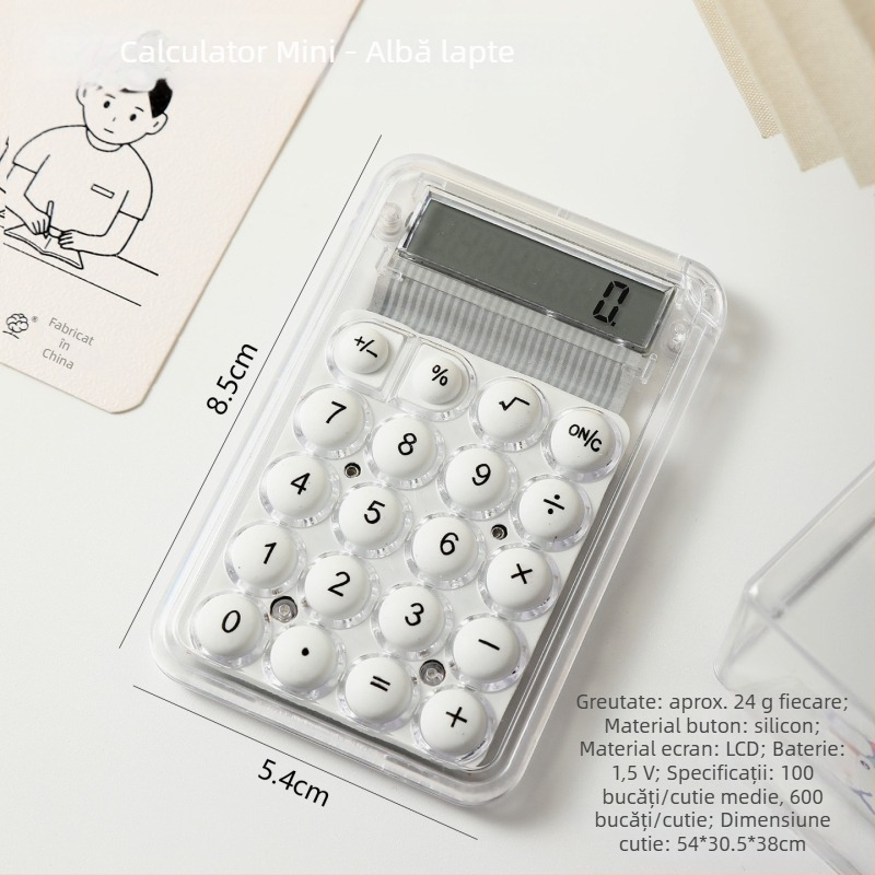 Calculator de buzunar aritmetik, afișaj de 8 cifre, carcasă din plastic, model Jx0099, baterie cu buton