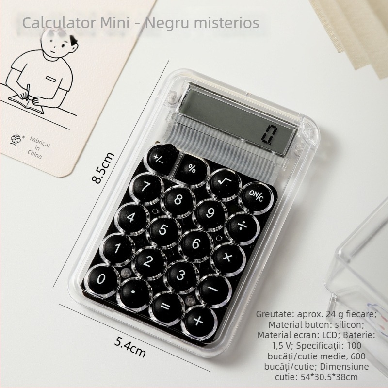 Calculator de buzunar aritmetik, afișaj de 8 cifre, carcasă din plastic, model Jx0099, baterie cu buton