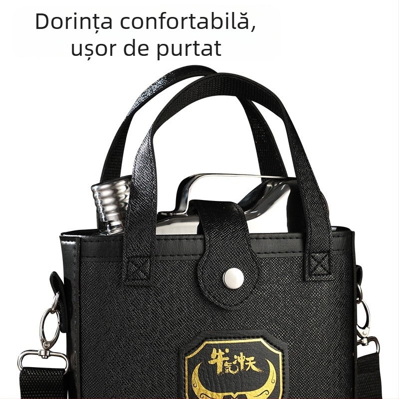 Flacon din oțel inoxidabil 316 portabil, stil retro lux, capacitate 3/5/7 jin, imprimare logo disponibilă