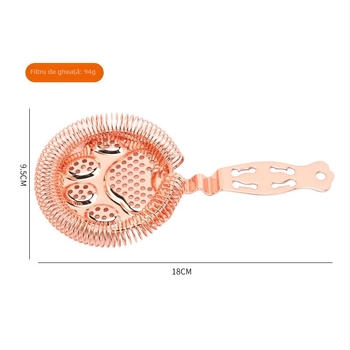 Shaker de cocktail din oțel inoxidabil 304 cu separator pentru gheață și filtru de vin, Bear Paw Ice Filter, 94 g