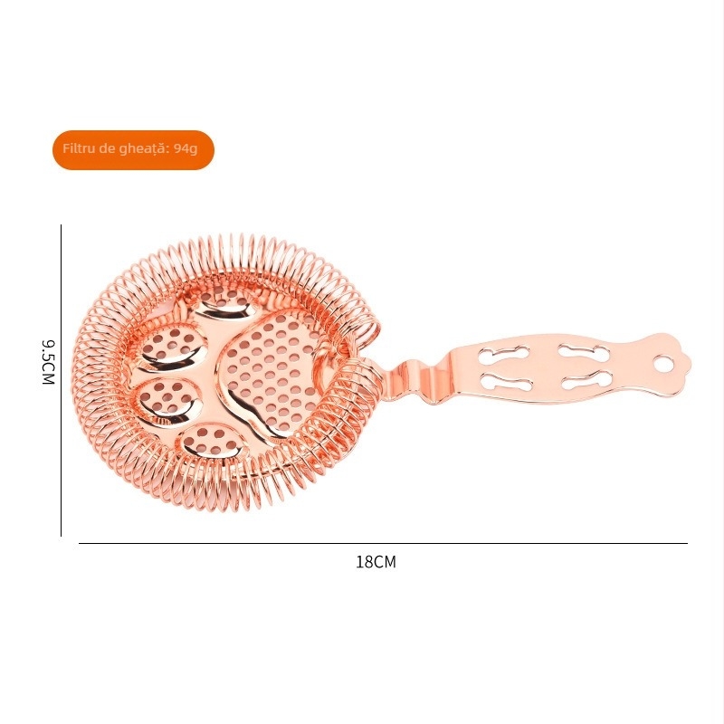 Shaker de cocktail din oțel inoxidabil 304 cu separator pentru gheață și filtru de vin, Bear Paw Ice Filter, 94 g