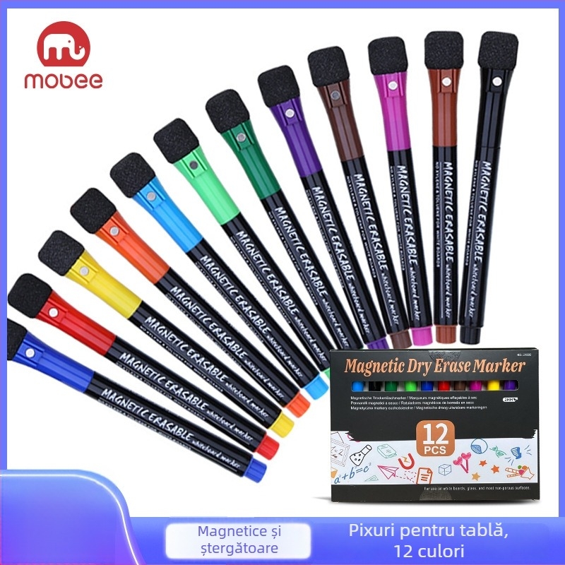 Pix magnetic pentru tablă albă pentru copii, cerneală pe bază de apă, șters, lățime linie 2 mm, model G-208B12