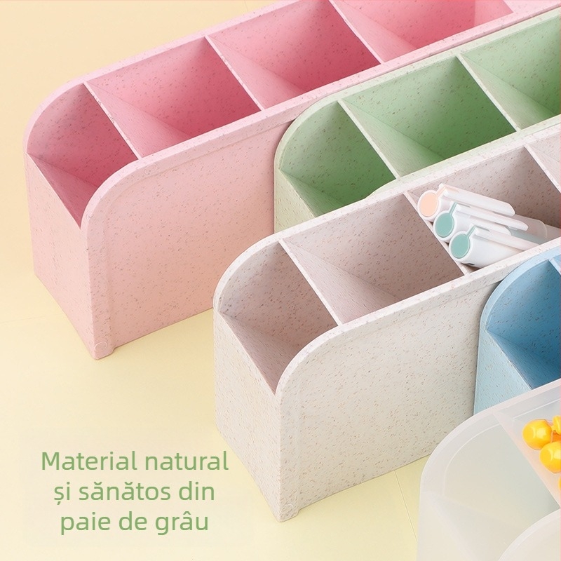 Suport pentru pixuri cu inserție înclinată, design nordic minimalist și transparent, material PP, formă pătrată, model CY7040, 639433889945