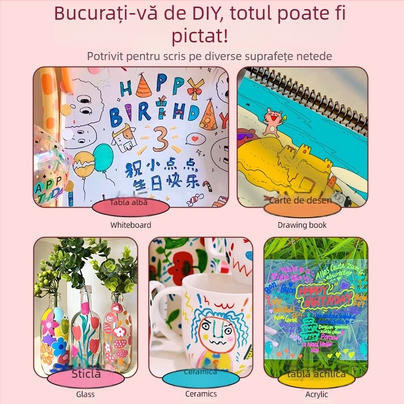 Marker pentru tablă albă pentru copii DW228, corp din plastic, lățimea liniei 1–2 mm, șterge ușor