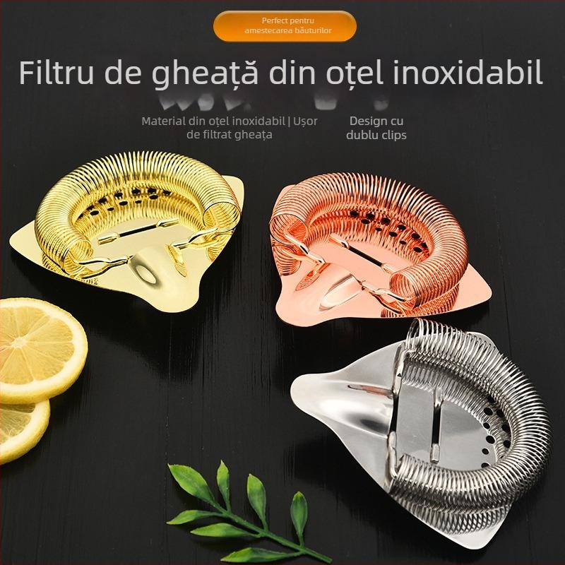 Riphel Filtru de gheață pentru cocktail din oțel inoxidabil - Stil modern, 107 g, ambalaj single