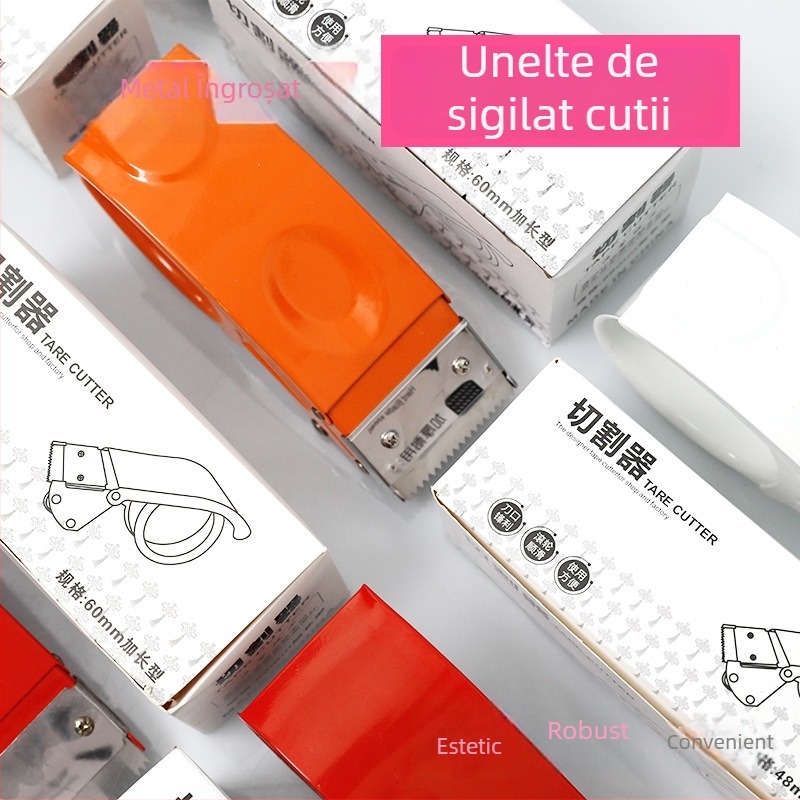 Taieră rezistentă de bandă pentru sigilarea cutiilor – corp din oțel, model Metal Cutter, lățime bandă până la 75 mm, diametrul arborelui 130 mm, greutate netă 180 g, pentru sigilare și ambalare