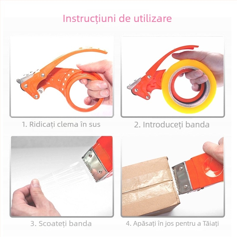 Taieră rezistentă de bandă pentru sigilarea cutiilor – corp din oțel, model Metal Cutter, lățime bandă până la 75 mm, diametrul arborelui 130 mm, greutate netă 180 g, pentru sigilare și ambalare