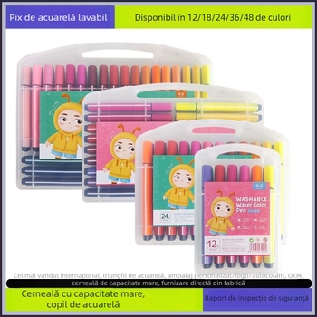 Pix acuarelă pentru copii, lavabil, non-toxic, pe bază de apă, potrivit pentru grădiniță și școala primară