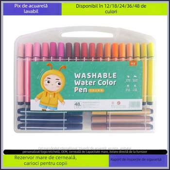 Pix acuarelă pentru copii, lavabil, non-toxic, pe bază de apă, potrivit pentru grădiniță și școala primară