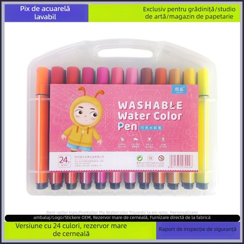 Pix acuarelă pentru copii, lavabil, non-toxic, pe bază de apă, potrivit pentru grădiniță și școala primară