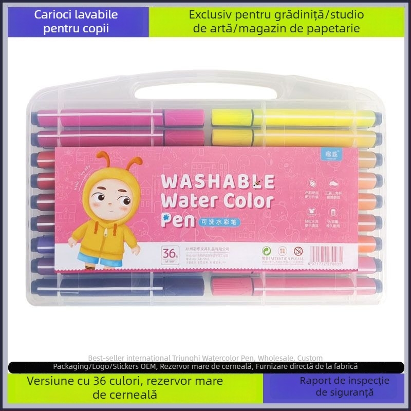 Pix acuarelă pentru copii, lavabil, non-toxic, pe bază de apă, potrivit pentru grădiniță și școala primară