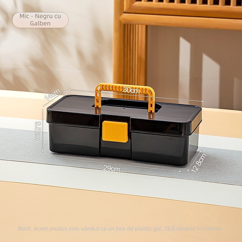 Cutie de depozitare pentru birou, cu compartimente multiple, organizator transparent din oțel inoxidabil, cu capac, 8 L