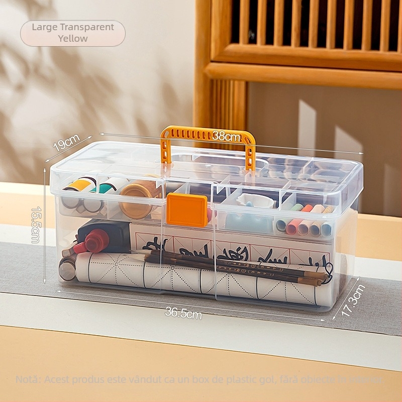 Cutie de depozitare pentru birou, cu compartimente multiple, organizator transparent din oțel inoxidabil, cu capac, 8 L